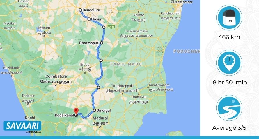 Bangalore to Kodaikanal via NH 44
