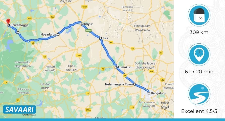 Bangalore to Shimoga via Tumkur