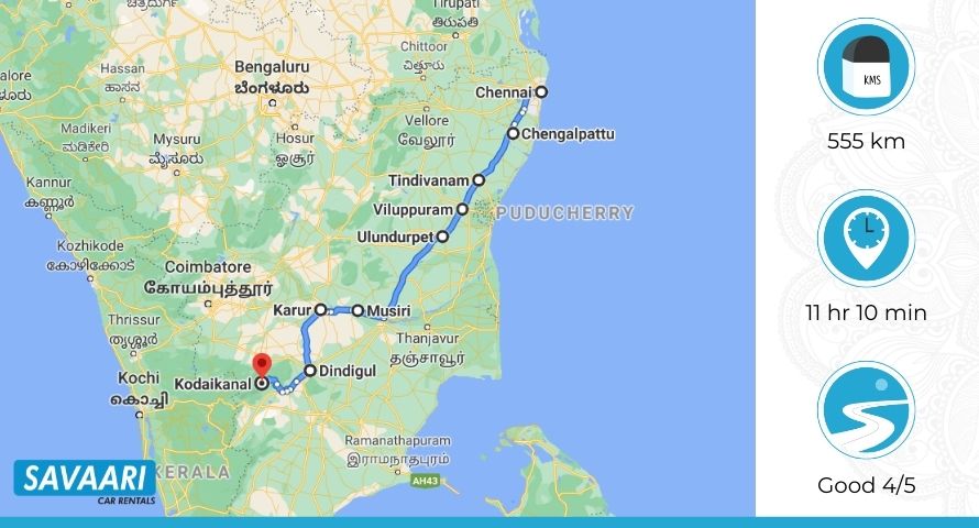 Chennai-Kodaikanal-distance-map-2