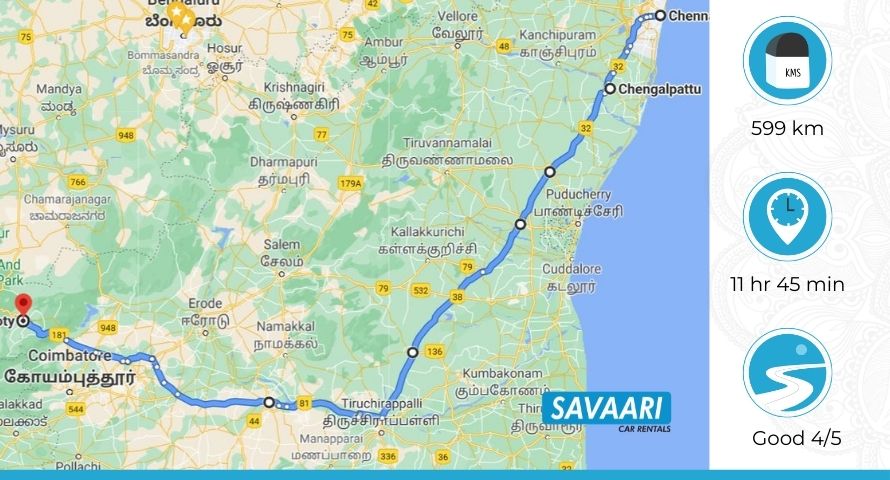 Chennai Ooty Route 02