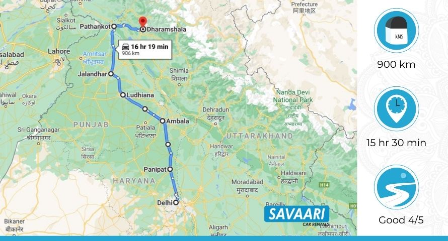 Delhi to Dharamshala route2