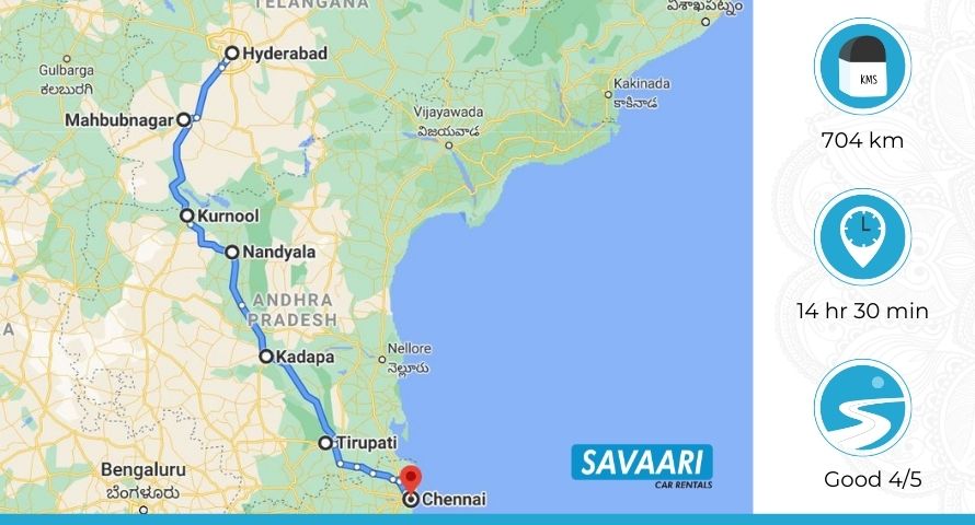 Hyderabad to Chennai Via NH44