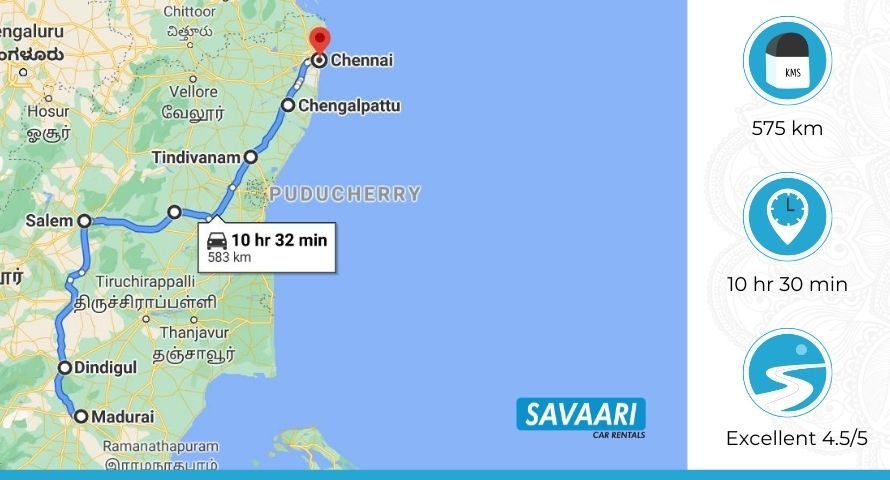 Madurai to Chennai Via Salem