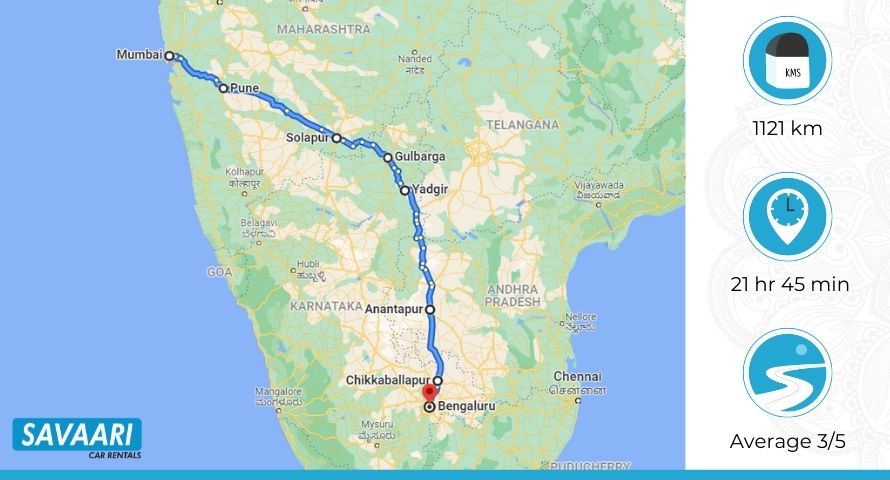 Mumbai to Bangalore by Road Map 02