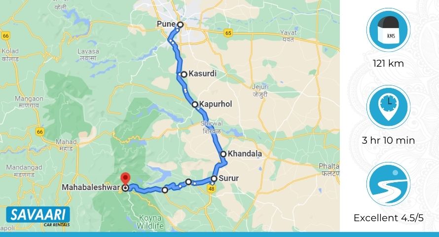 Pune to Mahabaleshwar Map