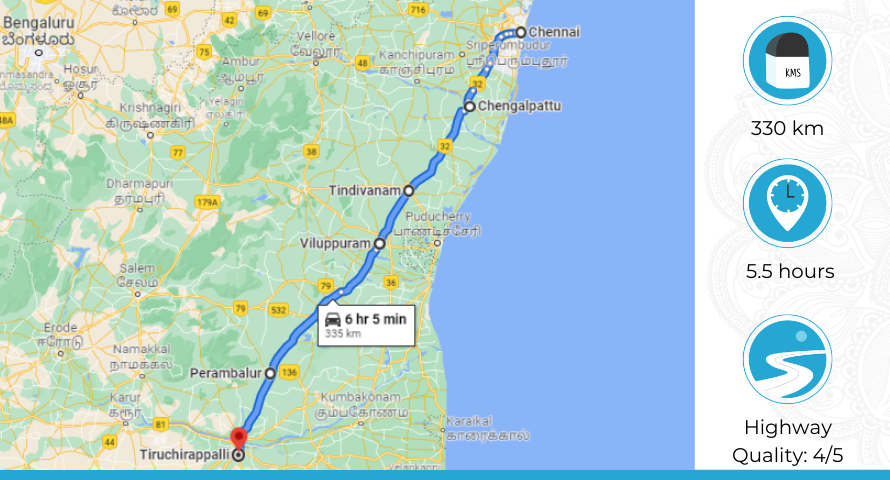 Chennai to Trichy Route 2