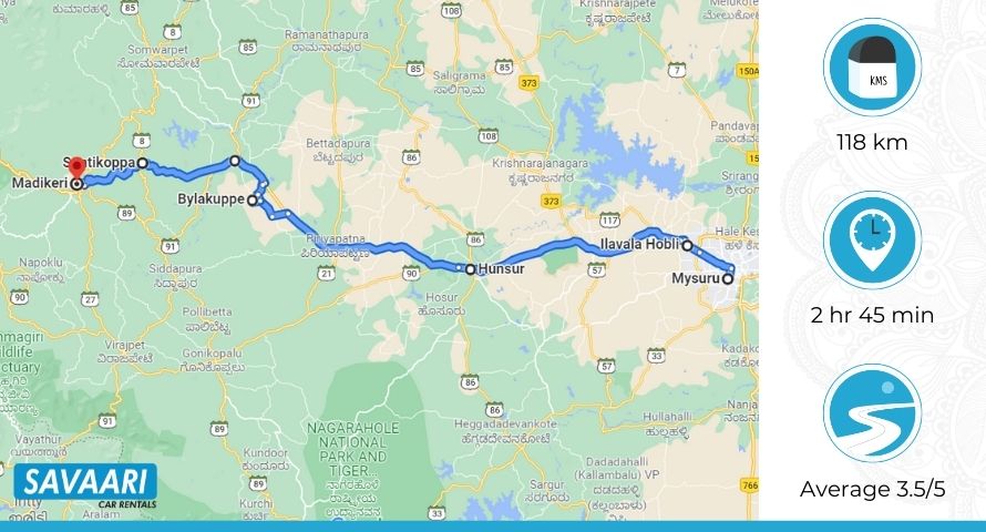 mysore to coorg route 1