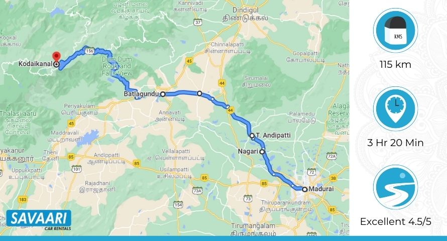 Madurai to Kodaikanal via Laws Ghat Road