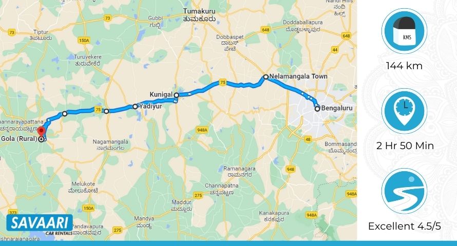 Bangalore to Shravanabelagola via NH75