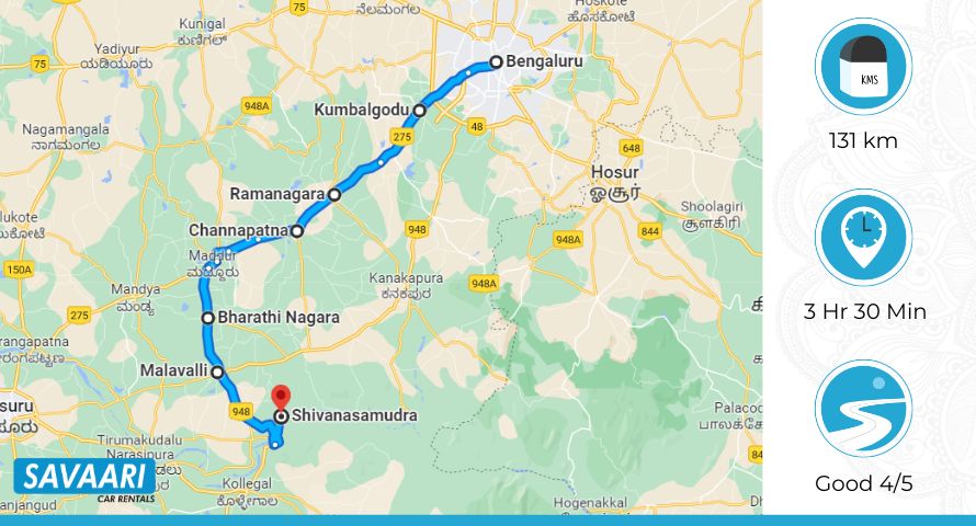 Bangalore to Shivanasamudra via Mysore Road