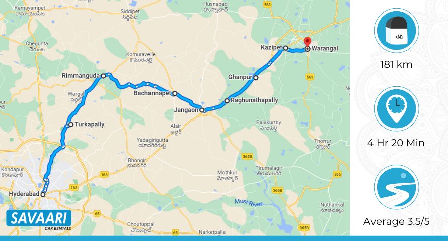 Hyderabad to Warangal via Hyderabad-Mancherial Highway