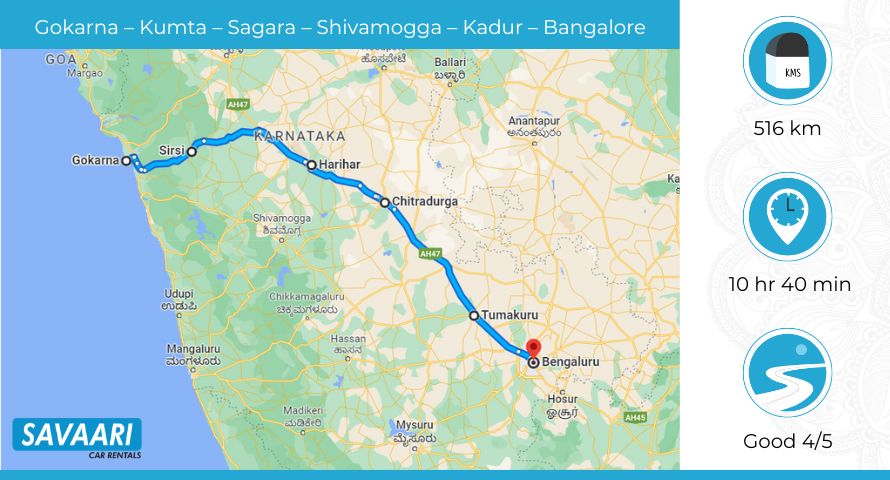 Popular Routes from Gokarna to Bangalore