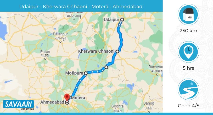 Udaipur to Ahmedabad via NH 48