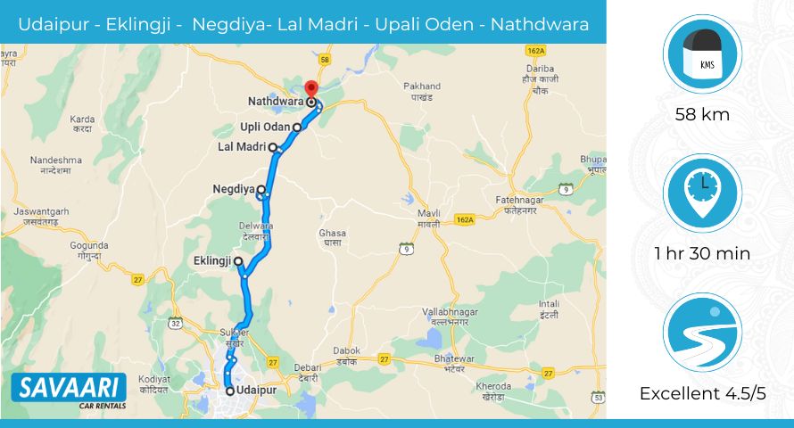 Udaipur to Nathdwara via NH58