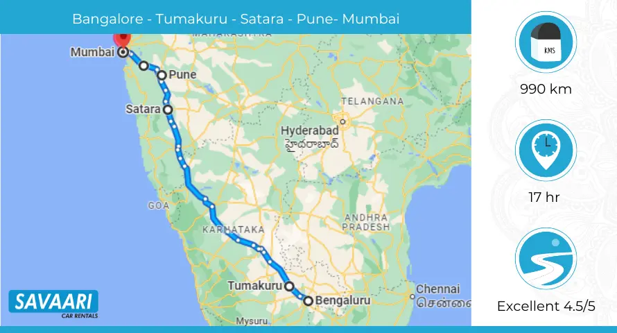 Bangalore to Mumbai via NH 50 and NH 48
