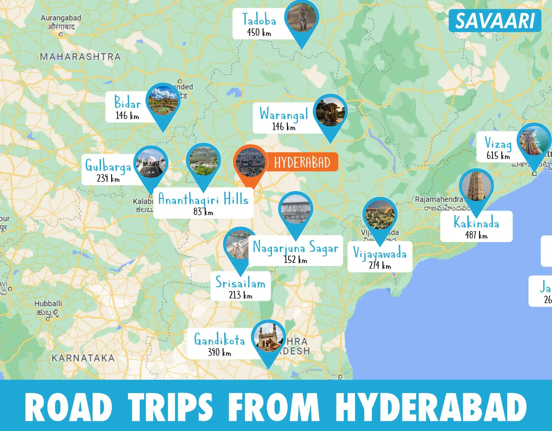 places to visit near hyderabad for 4 days