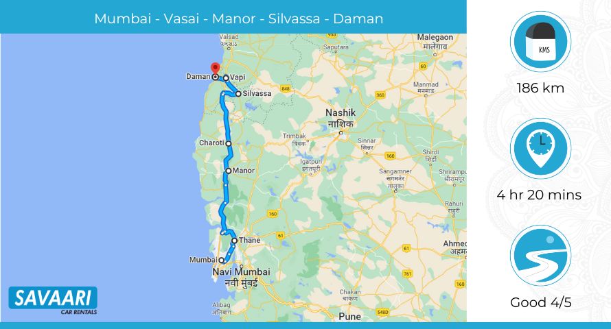 Mumbai to Daman via Eastern Express Highway