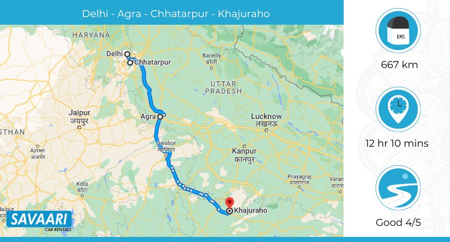 Delhi to Khajuraho via Bundelkhand Expressway