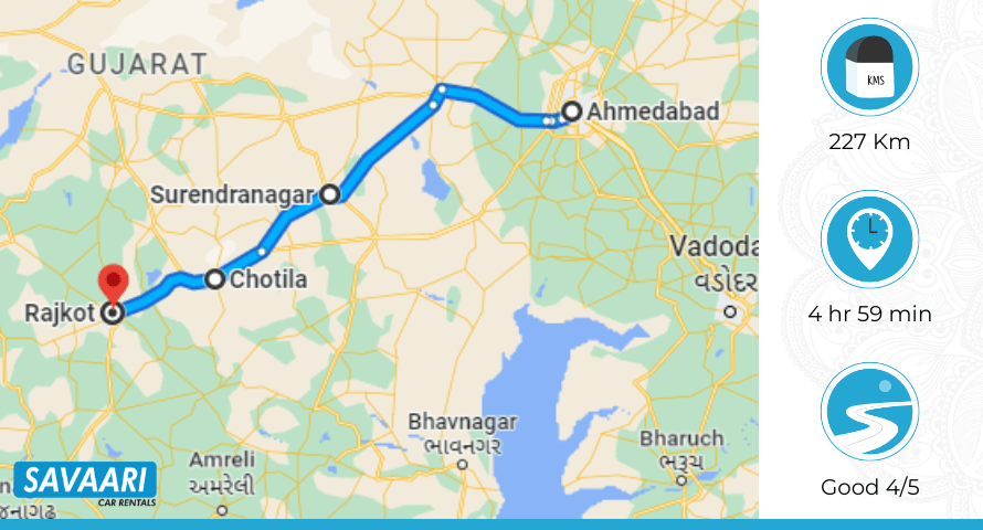 Ahmedabad to Rajkot via GJ SH 17