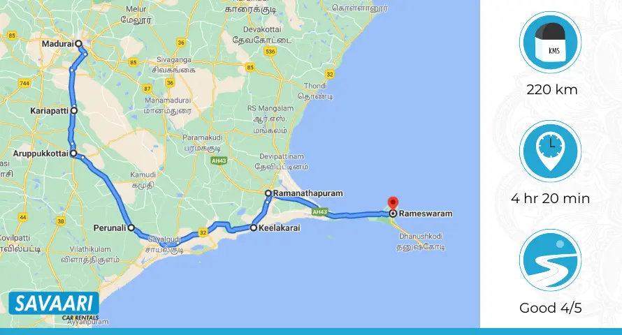 Madurai to Rameshwaram Via Aruppukottai - Valinokkam Road