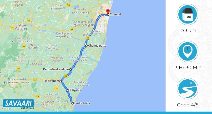 Pondicherry to Chennai via NH 32