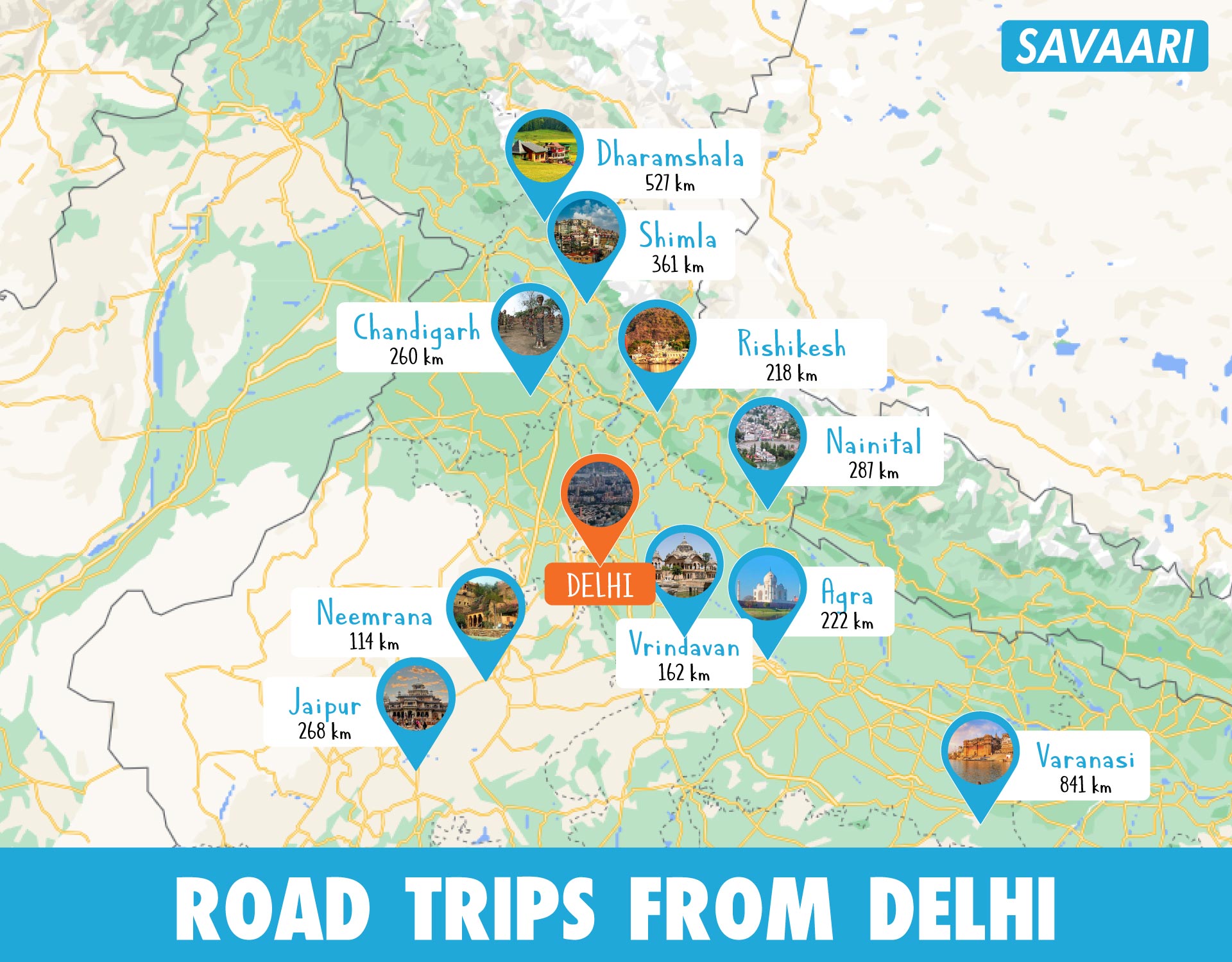 road trips around delhi