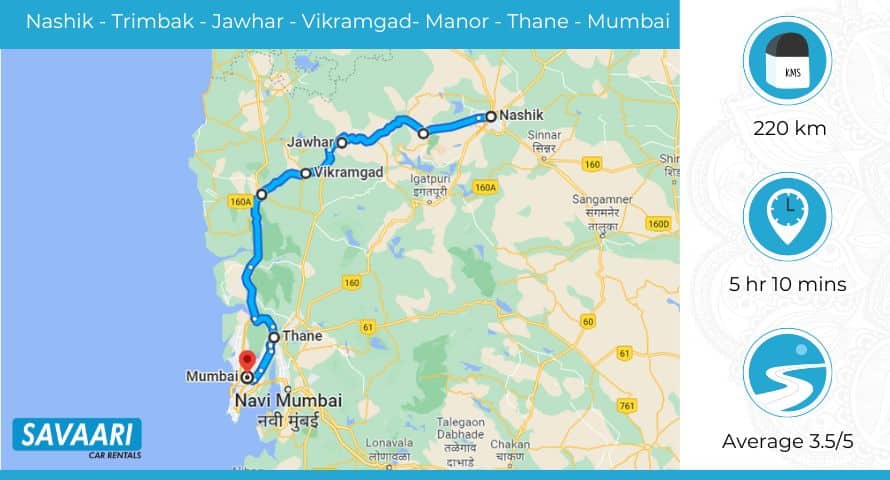 Nashik to Mumbai via NH48 and NH848