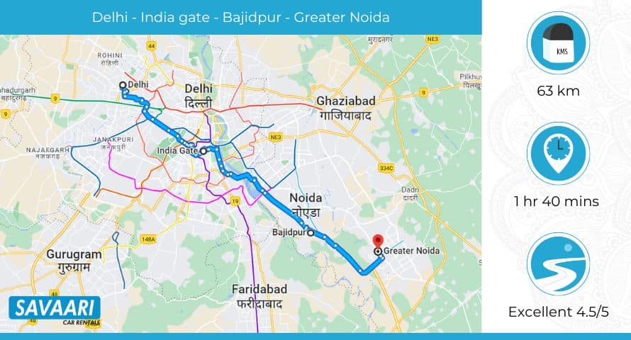  Delhi to Greater Noida via Patel Road