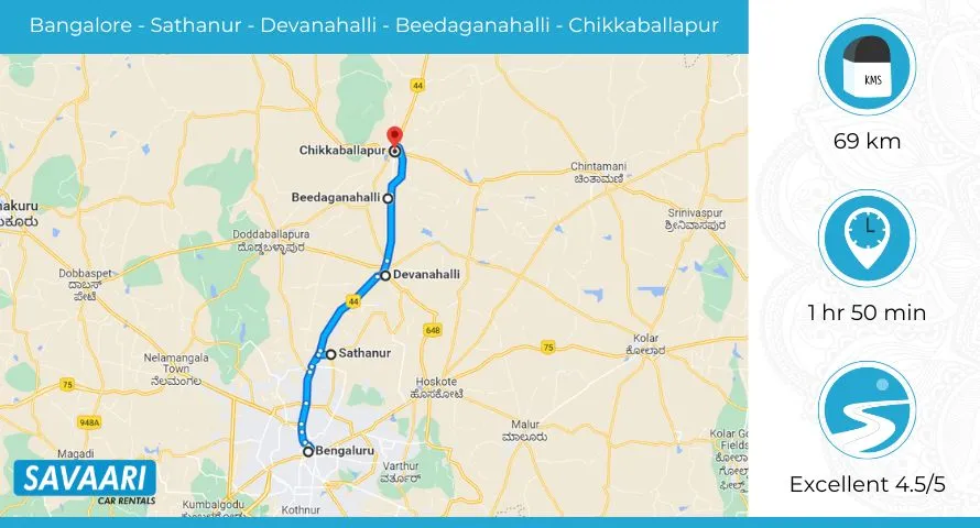 Bangalore to Chikkaballapur via NH 44