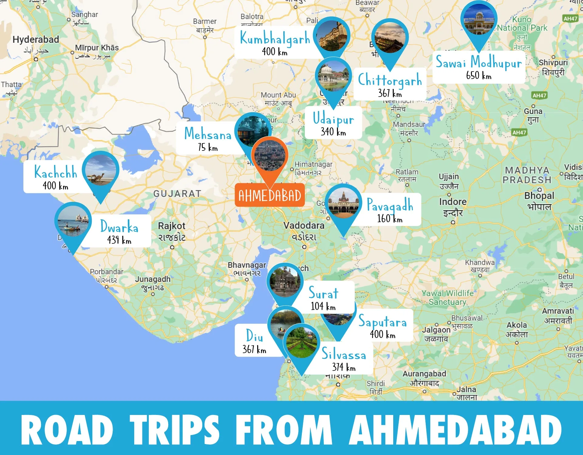 Places to visit near AhmedabadHeritage, culture, food & mysteries