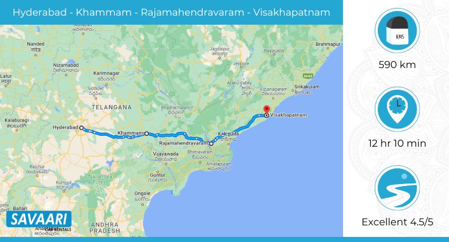 Hyderabad to Visakhapatnam via NH 16