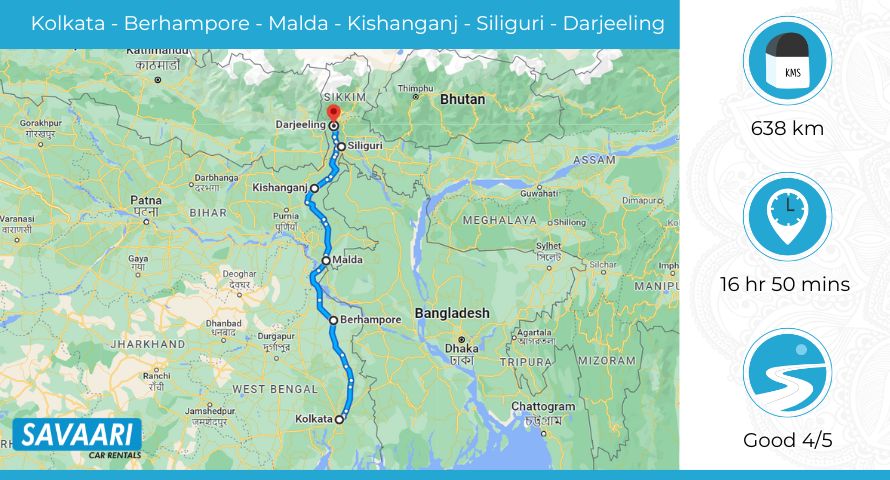 Kolkata to Darjeeling via NH 12
