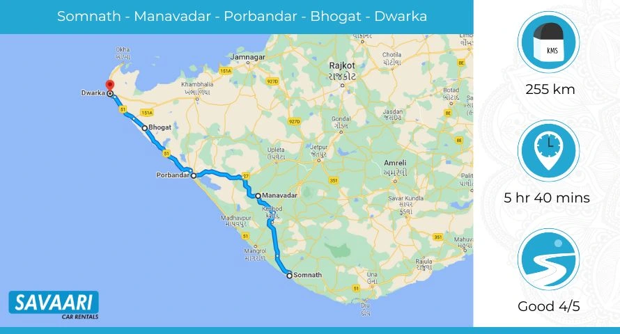Somnath to Dwarka via NH 151 and NH 51