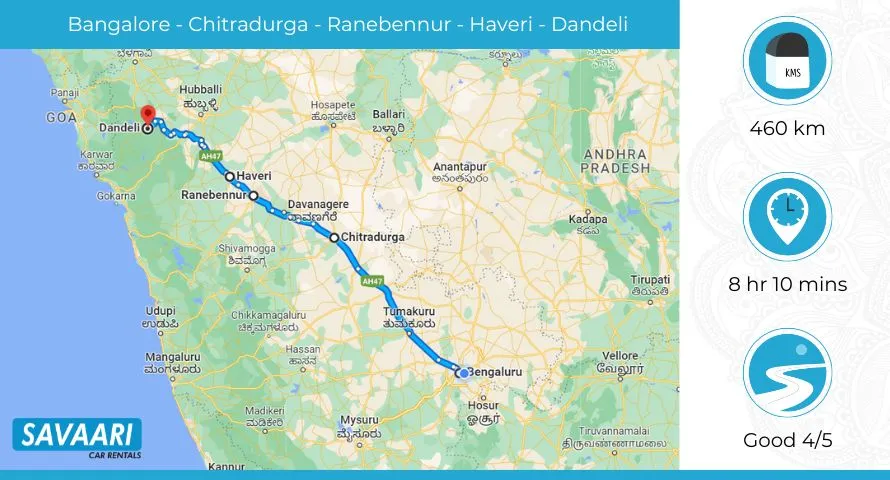 Bangalore to Dandeli via NH48 and Tadas road
