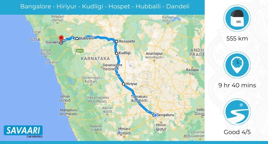 Bangalore to Dandeli via NH 48 