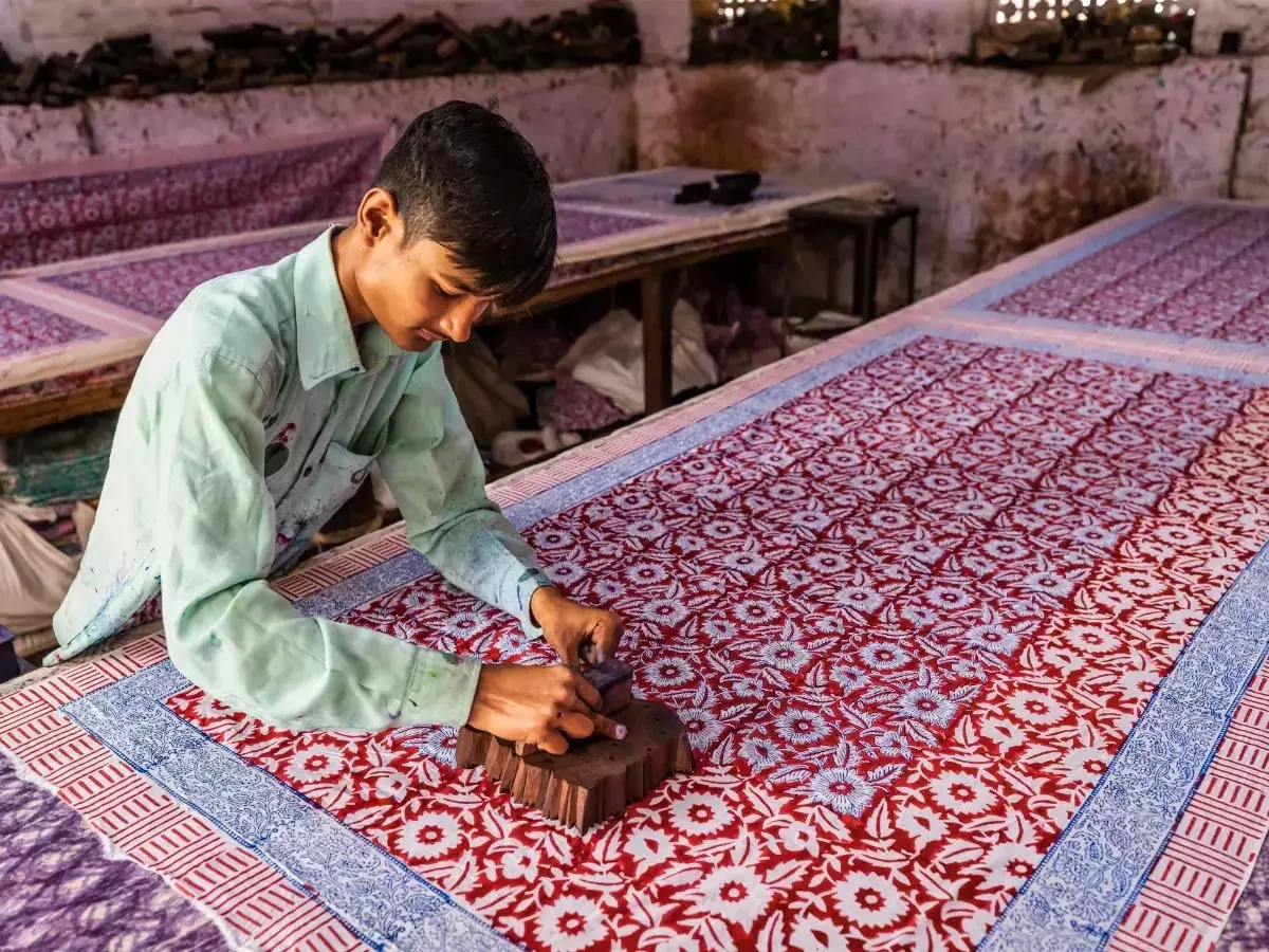 Hand block printing in Bishnoi village