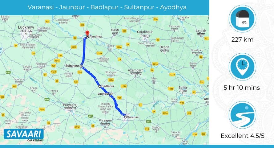 Varanasi to Ayodhya route 1