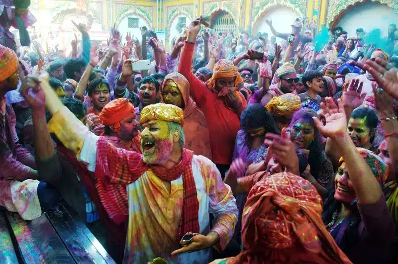 Holi celebration in Mathura