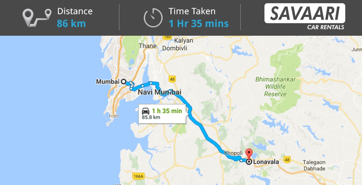 Travel from Mumbai to Lonavala Distance, Duration & Itinerary by Road